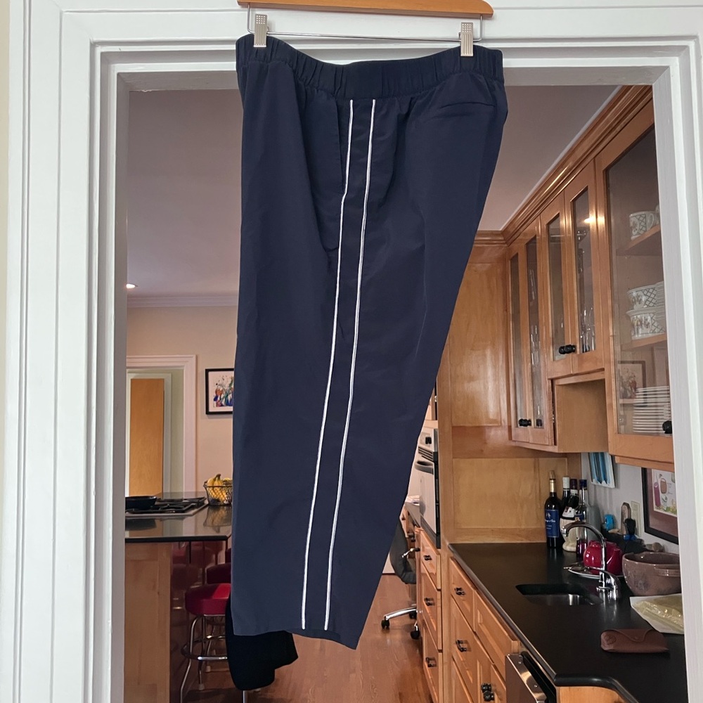 Women’s Navy Blue Athletic Pants with White Stripes